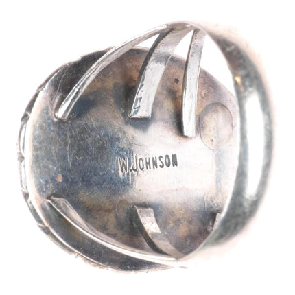 sz8 W Johnson Navajo sterling silver turquoise shadowbox ring