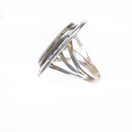 sz7 vintage Piaso Navajo sterling silver green turquoise quartz matrix ring