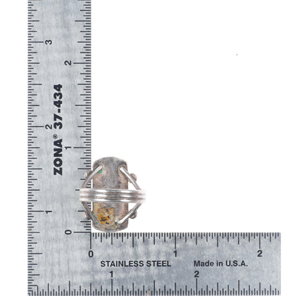 sz6.75 c1940's Navajo Sterling silver 4 stone stoplight turquoise ring