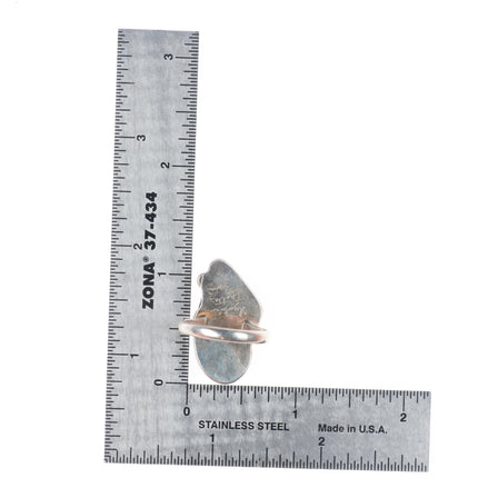 sz8.5 Loyalita Tsatte Zuni sterling silver carved turquoise/coral ring