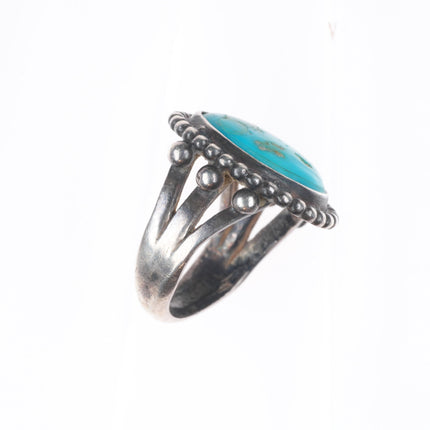 sz8 40's-50's vintage Navajo sterling silver ring with turquoise