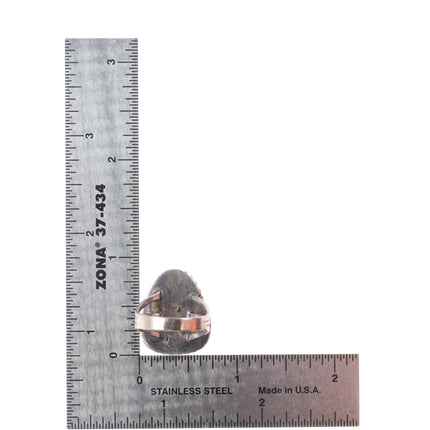 sz7 Vintage Navajo sterling silver green turquoise ring with nice matrix