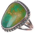 sz7 Vintage Navajo sterling silver green turquoise ring with nice matrix