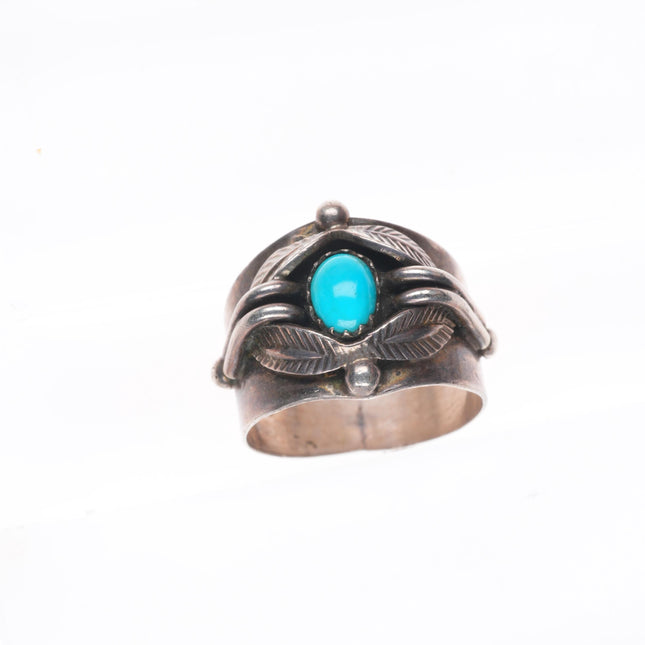 sz8 Marie Yazzie-Atkinson Trading Post Navajo sterling silver turquoise ring
