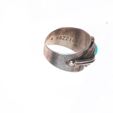 sz8 Marie Yazzie-Atkinson Trading Post Navajo sterling silver turquoise ring