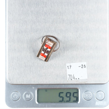 sz7 Luciano Chavez Santo Domingo sterling silver Heishi bead ring