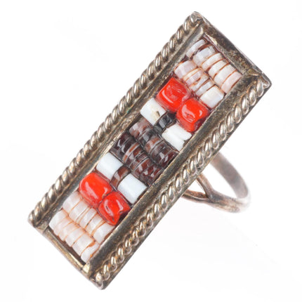 sz7 Luciano Chavez Santo Domingo sterling silver Heishi bead ring