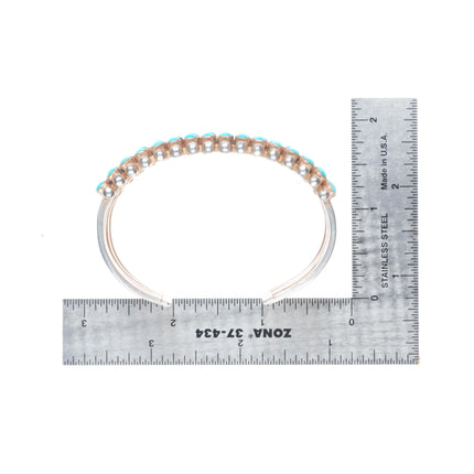 6.3" 30's-40's Vintage Zuni Sterling silver Snake Eye turquoise cuff bracelet