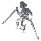 Bernard Dawahoya Hopi Overlay Kachina pendant/pin sterling silver w/bolo tips