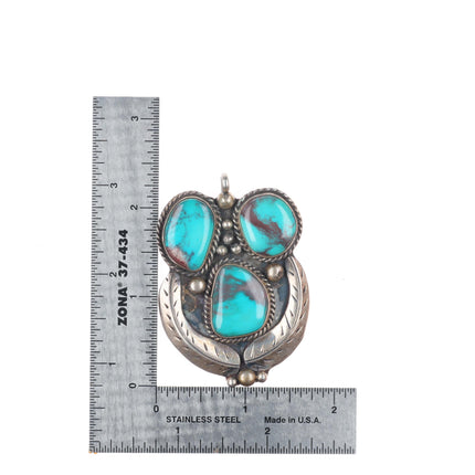 60's-70's Vintage Bisbee Turquoise Navajo sterling silver pendant