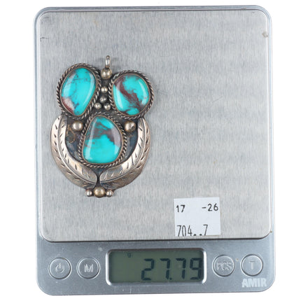 60's-70's Vintage Bisbee Turquoise Navajo sterling silver pendant