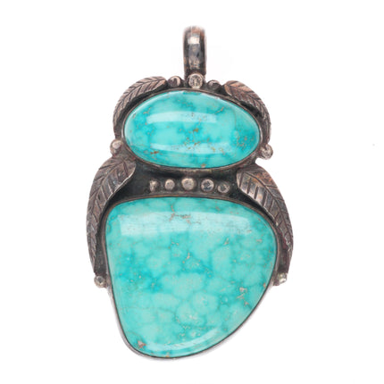 Vintage Navajo Bird's Eye Kingman waterweb turquoise sterling silver pendant