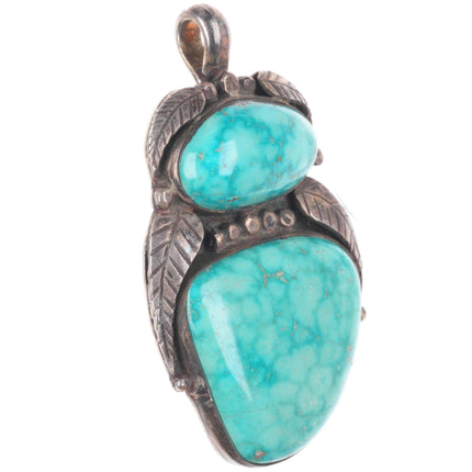 Vintage Navajo Bird's Eye Kingman waterweb turquoise sterling silver pendant