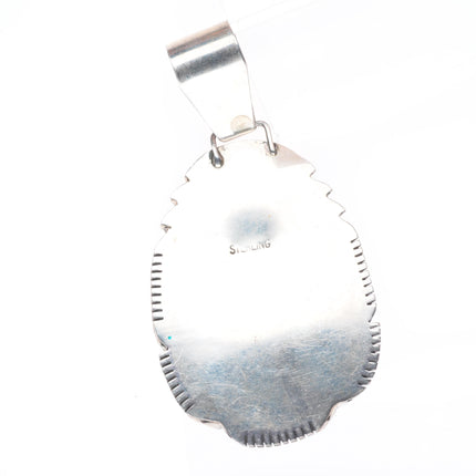 Big Vintage Navajo sterling silver pendant with large turquoise stone