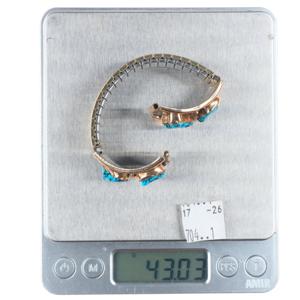 L&H Keeto Navajo 14k gold/turquoise sterling silver watch tips