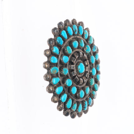 Vintage Zuni sterling silver natural American turquoise snake eye pin/brooch