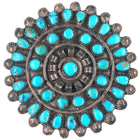 Vintage Zuni sterling silver natural American turquoise snake eye pin/brooch