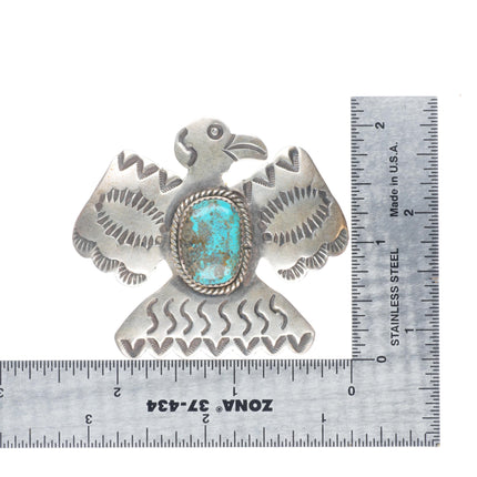 Albert & J Cleveland Navajo sterling silver/turquoise thunderbird pin/brooch
