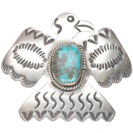 Albert & J Cleveland Navajo sterling silver/turquoise thunderbird pin/brooch