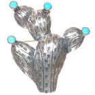 Big Vintage Navajo sterling silver Saguaro cactus pin/brooch w/turquoise
