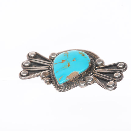 Vintage Navajo sterling silver bowtie pin/brooch with nice turquoise