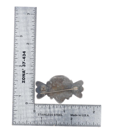 Vintage Navajo sterling silver bowtie pin/brooch with nice turquoise