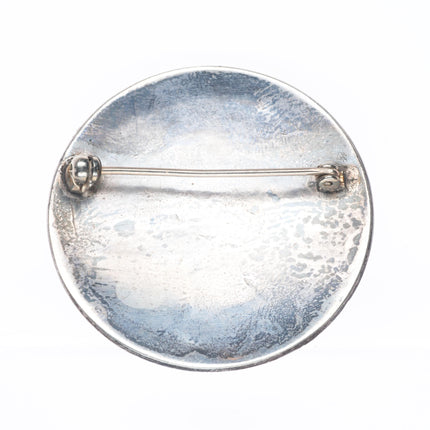 Vintage Navajo overlay pin/brooch sterling silver with flush inlay turquoise