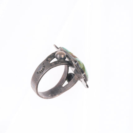 sz8 1940's Navajo/Fred Harvey sterling silver carved turquoise arrowhead ring