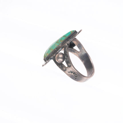 sz8 1940's Navajo/Fred Harvey sterling silver carved turquoise arrowhead ring