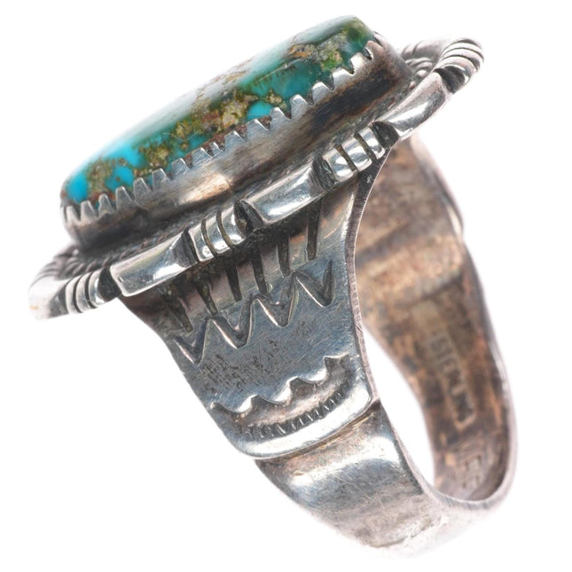 sz8.5 Vee Kee Navajo sterling silver multi-color blue/green turquoise ring