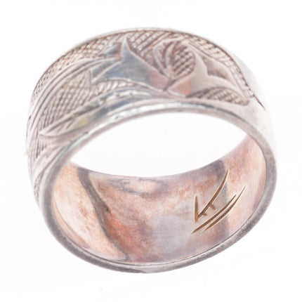 sz6 vintage Saulteaux Nation Northwest coast carved sterling silver ring