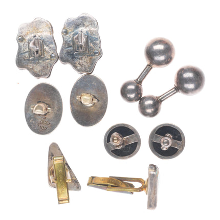 Vintage Navajo turquoise/Modernist sterling silver cufflink collection/lot