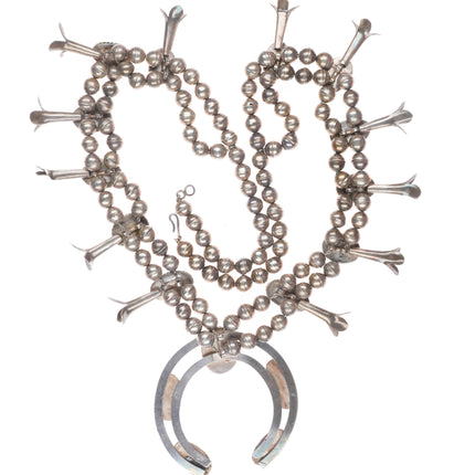 c1960's Vintage Navajo turquoise - sterling silver squash blossom necklace