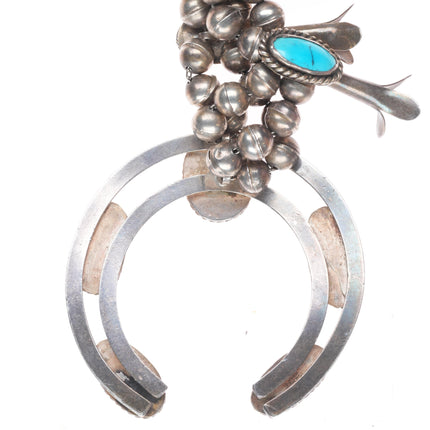 c1960's Vintage Navajo turquoise - sterling silver squash blossom necklace