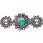 c1940 Vintage Navajo sterling silver beaded bowtie pin/brooch w/nice turquoise