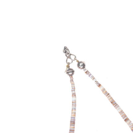 Vintage Ivan V Navajo sterling silver/turquoise pendant on Shell/brass Heishi