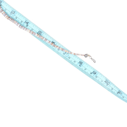 Vintage Ivan V Navajo sterling silver/turquoise pendant on Shell/brass Heishi