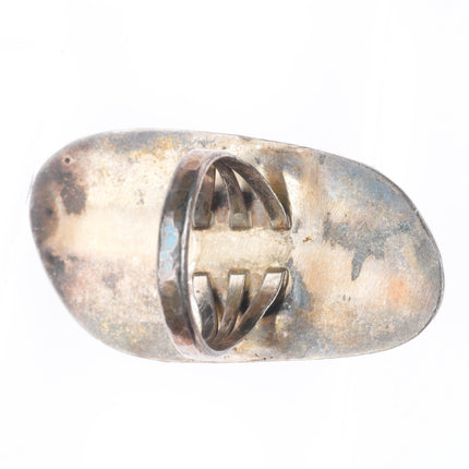 sz11 Big vintage Navajo sterling silver large ring with nice webbed turquoise