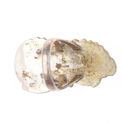 sz11 Big vintage Navajo sterling silver pear shaped turquoise men's ring