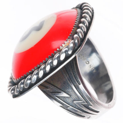 sz10.5 Vintage Kabana southwestern Sterling silver #3 Pool ball ring