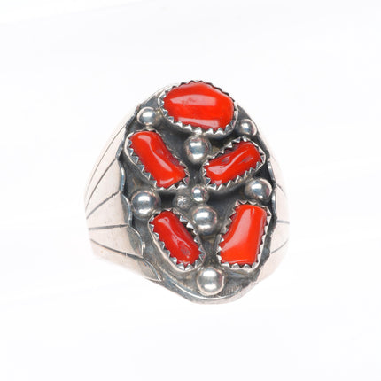 sz13 Robert Shakey Navajo sterling silver branch coral cluster men's ring