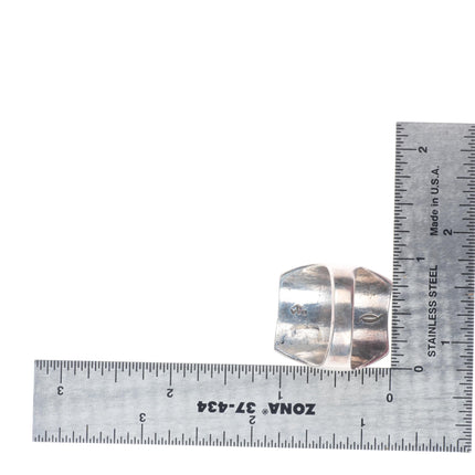 sz12 Heavy Vintage Dickie & Amy Quandelacy sterling silver inlay turquoise ring