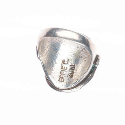 sz11 Effie Calavaza Zuni sterling silver turquoise 2 stone snakes men's ring