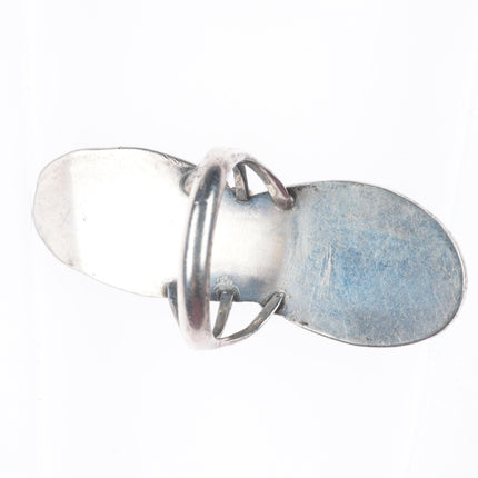 sz7.5 vintage Navajo sterling silver 2 stone turquoise long ring nice turquoise