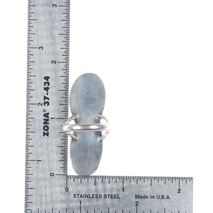 sz7.5 vintage Navajo sterling silver 2 stone turquoise long ring nice turquoise