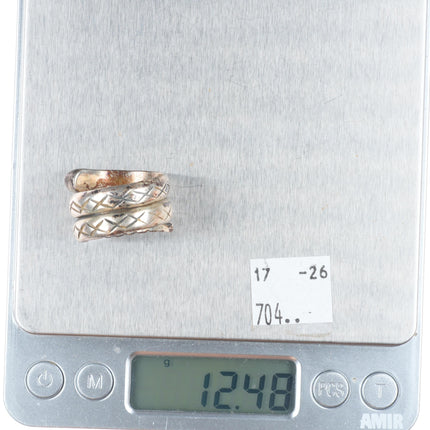 sz11 c1940 Vintage Navajo  turquoise/chiseled sterling silver rattlesnake ring