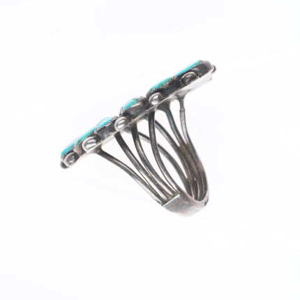 sz7 30's-40's Vintage zuni sterling silver turquoise cluster ring