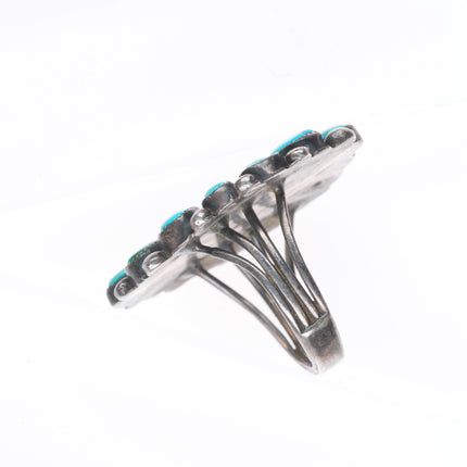 sz7 30's-40's Vintage zuni sterling silver turquoise cluster ring