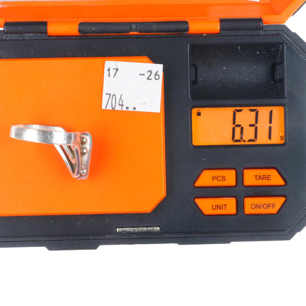 sz11 Vintage Navajo sterling silver modernist freeform ring with nice turquoise