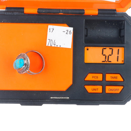 sz7 vintage Navajo sterling silver ring with nice gem turquoise